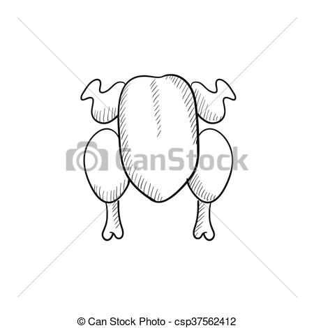 450x470 Raw Chicken Sketch Icon. Raw Chicken Vector Sketch Icon Isolated - Chicken Sketch