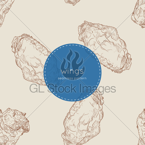 500x500 Buffalo Chicken Wings. Seamless Pattern Vector. Gl Stock Images - Chicken Wing Sketch