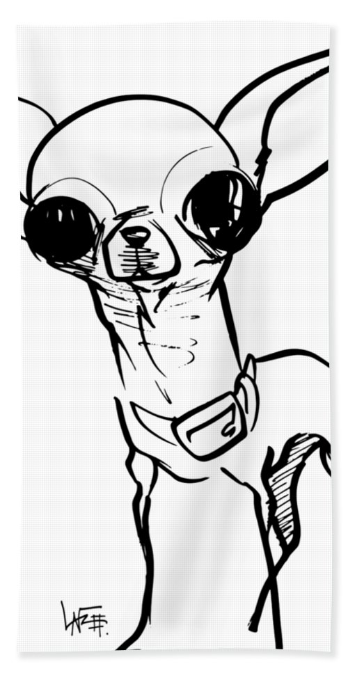 500x967 Chihuahua Gesture Sketch Bath Towel For Sale By John Lafree - Chihuahua Sketch
