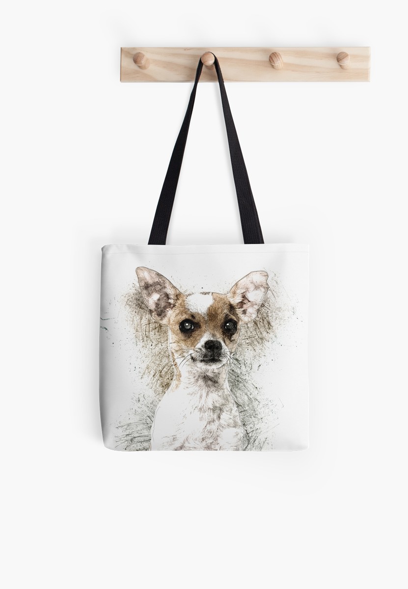 831x1200 Chihuahua Sketch Portrait Tote Bags By Petinks Redbubble - Chihuahua Sketch