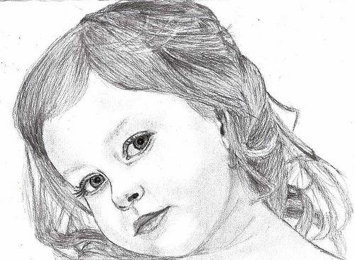 500x367 Pencil Drawing How To Draw A Girl, Little Girl - Child Face Sketch