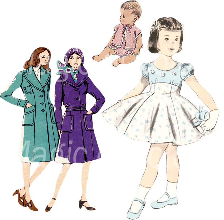 756x744 Digital Collage Sheets For Crafters - Child Fashion Sketch