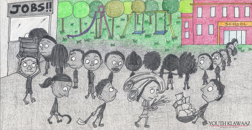 884x456 Child Labour In India Illustration By Maitri Dore - Child Labor Sketch