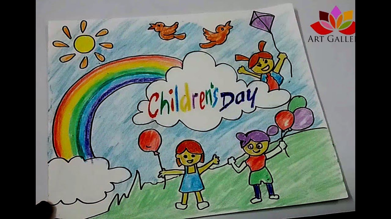 1280x720 How To Draw Children Day Easy Drawing - Childrens Day Sketch