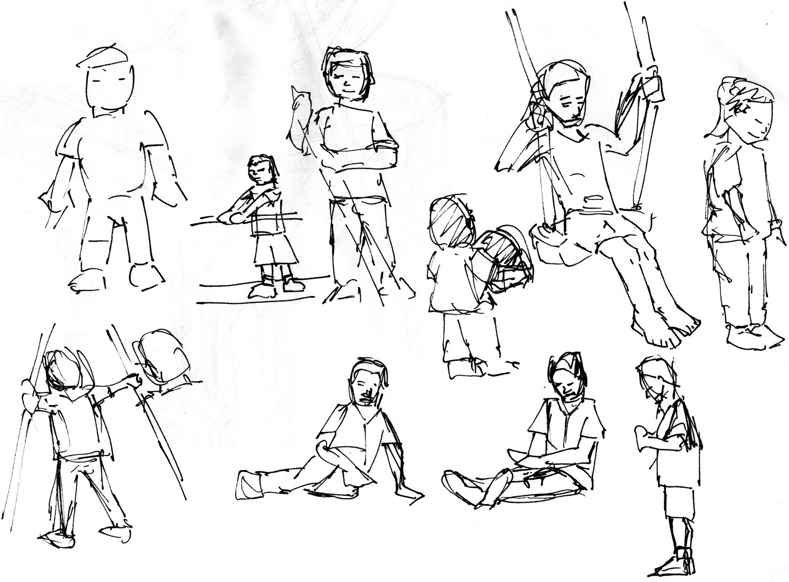 Зарисовки фигуры детей