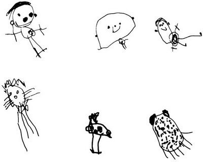 400x319 Childrens Drawings Kid Sketches Bw Outline Pen Linework - Childrens Sketches