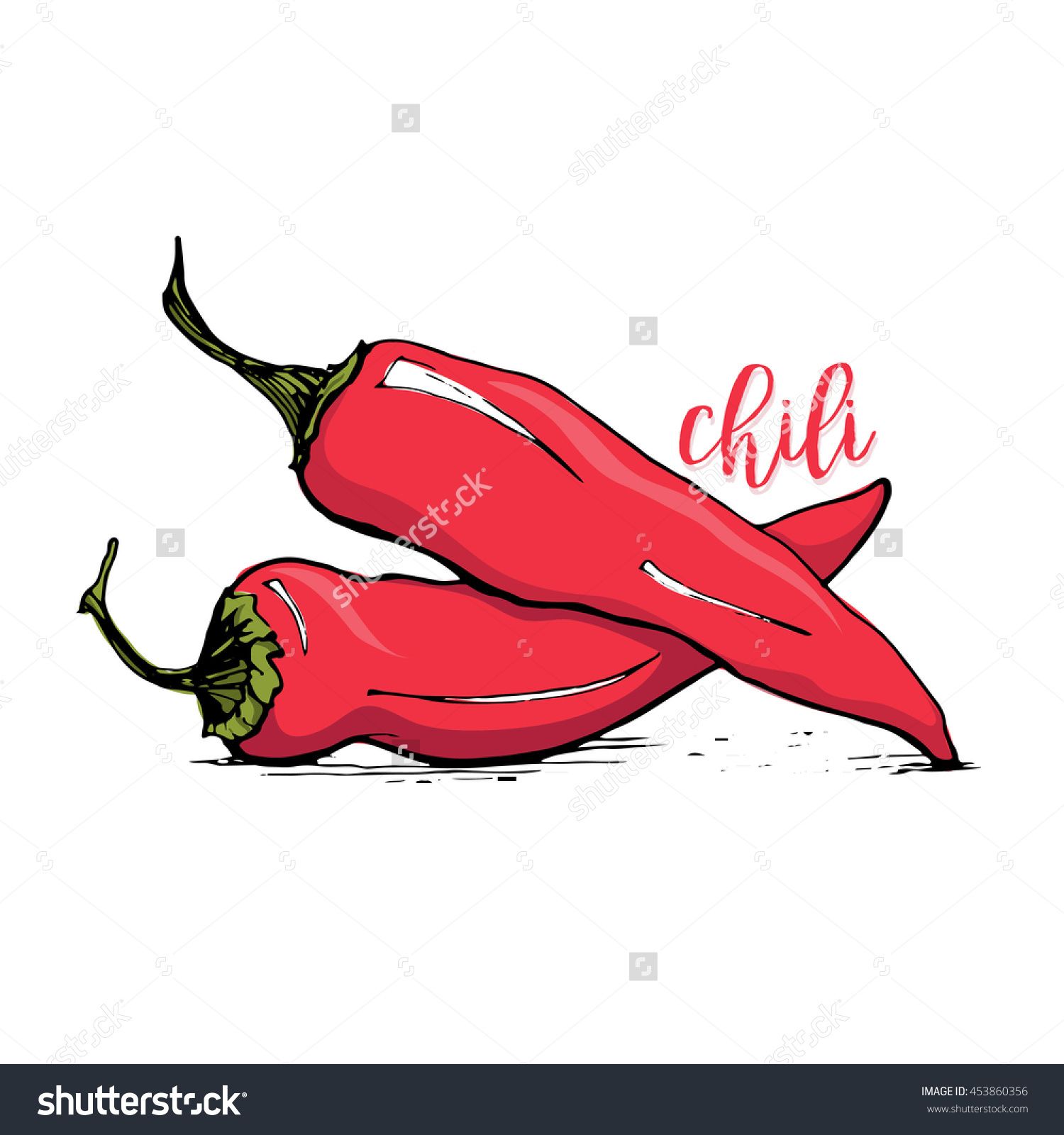 1500x1600 Red Chilli Pepper Sketch Style Vector Illustration Isolated On - Chili Pepper Sketch