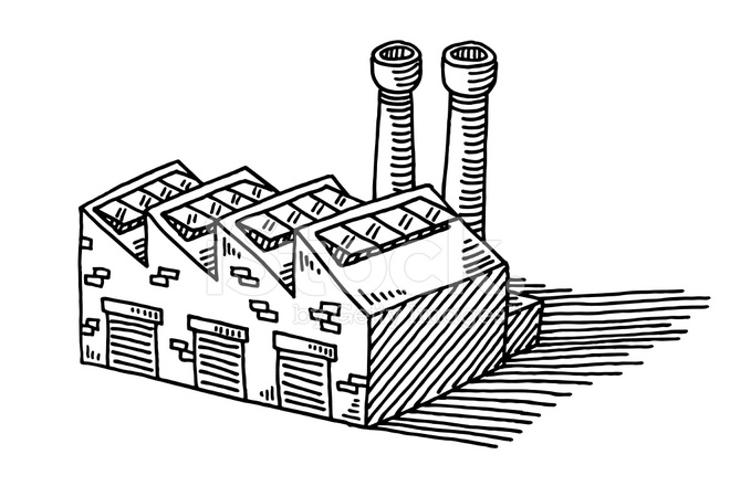 660x440 Factory Building Chimney Drawing Stock Vector - Chimney Sketch