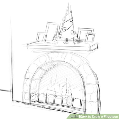 500x500 How To Draw A Fireplace 12 Steps (With Pictures) - Chimney Sketch