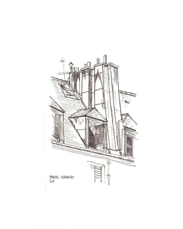 720x900 Paris Chimney Drawing By Ron Torborg - Chimney Sketch