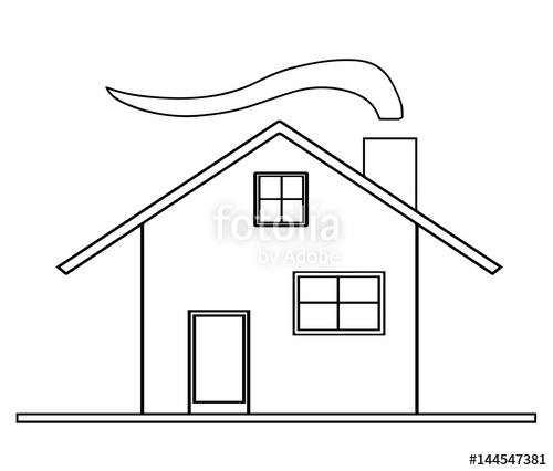 500x426 House Sketch Vector With Chimney And Smoke From Fireplace Stock - Chimney Sketch