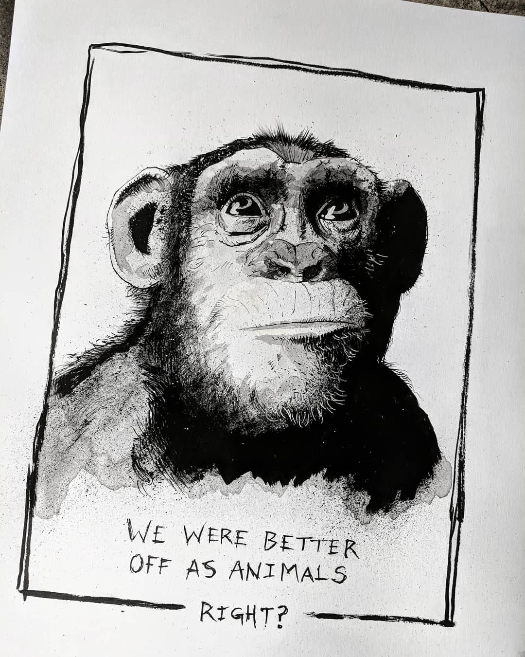 1080x1350 First Reddit Post! Chimp Sketch Pen Amp Ink. 11x14 Sketches - Chimp Sketch