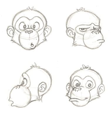 381x389 Chimp Face Sketches By Pixarvixen - Chimp Sketch