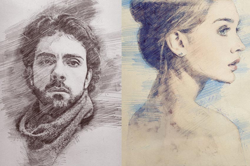 850x566 20 Best Photo To Pencil Drawing Effect Actions For Photoshop - Chin Sketch