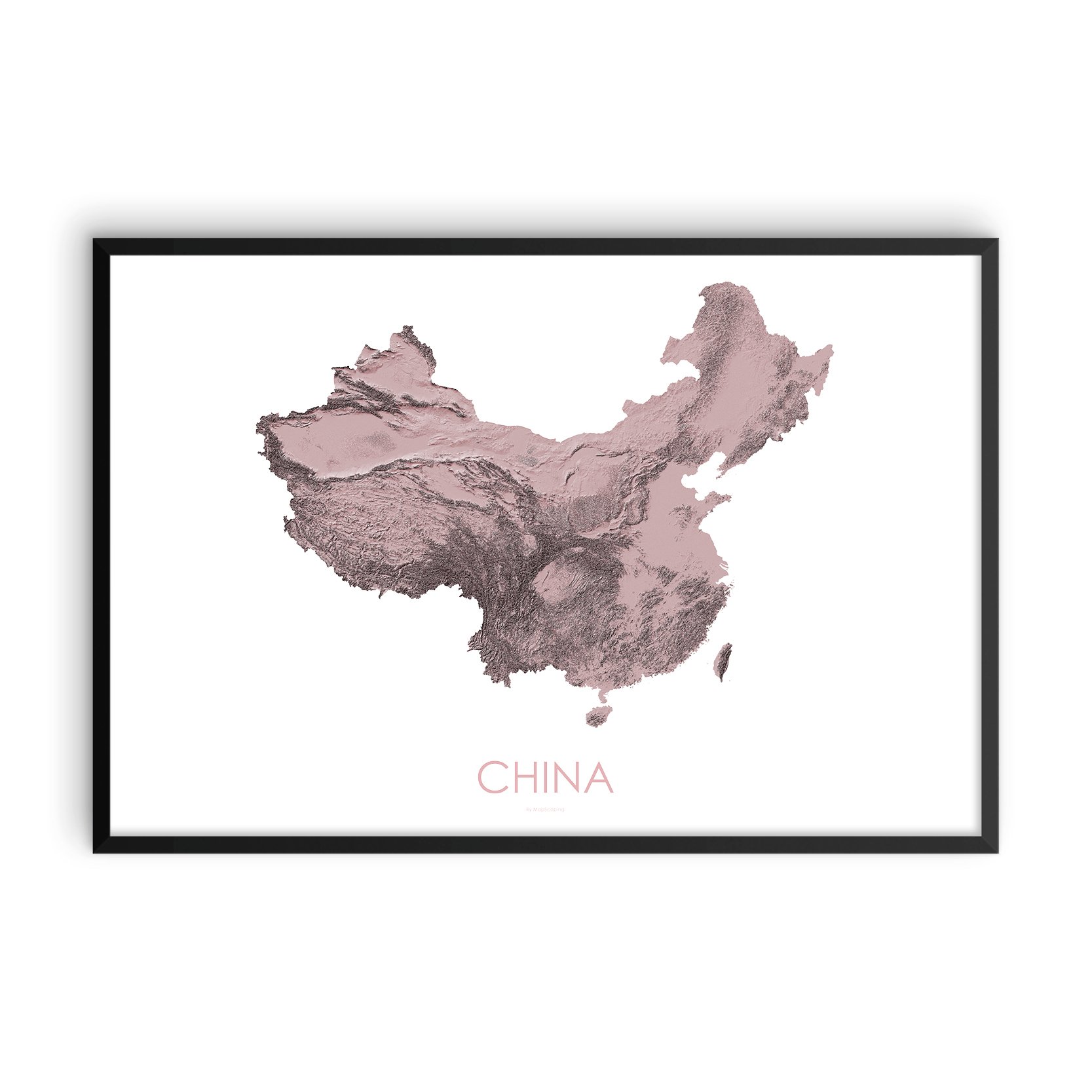 1667x1667 China Topographic Wall Art Map - China Map Sketch