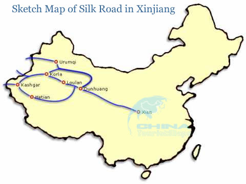 480x360 Map Of Silk Road China, Silk Road Trade Route - China Map Sketch