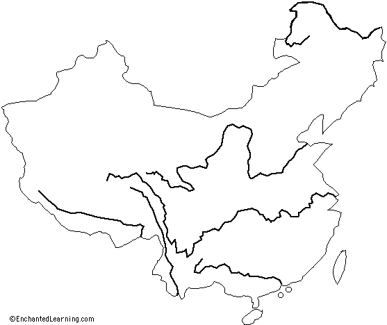 557x468 Outline Map Rivers Of China - China Map Sketch