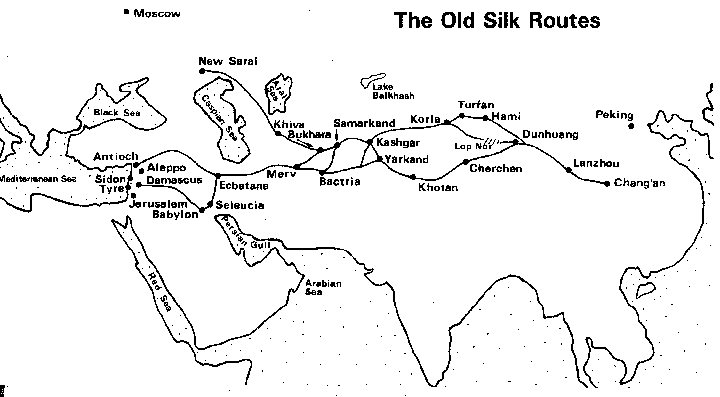 720x397 Sketch Map Of The Old Silk Route Between Europe And China - China Map Sketch
