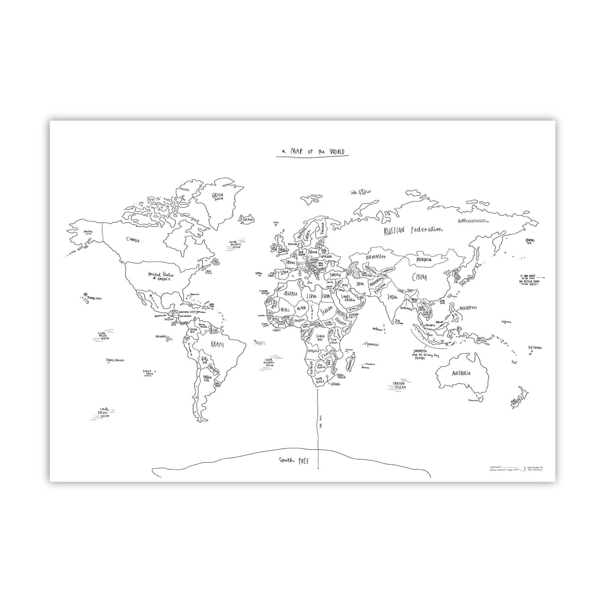 1200x1200 Sketch Map World Map By Awesome Maps Shop - China Map Sketch