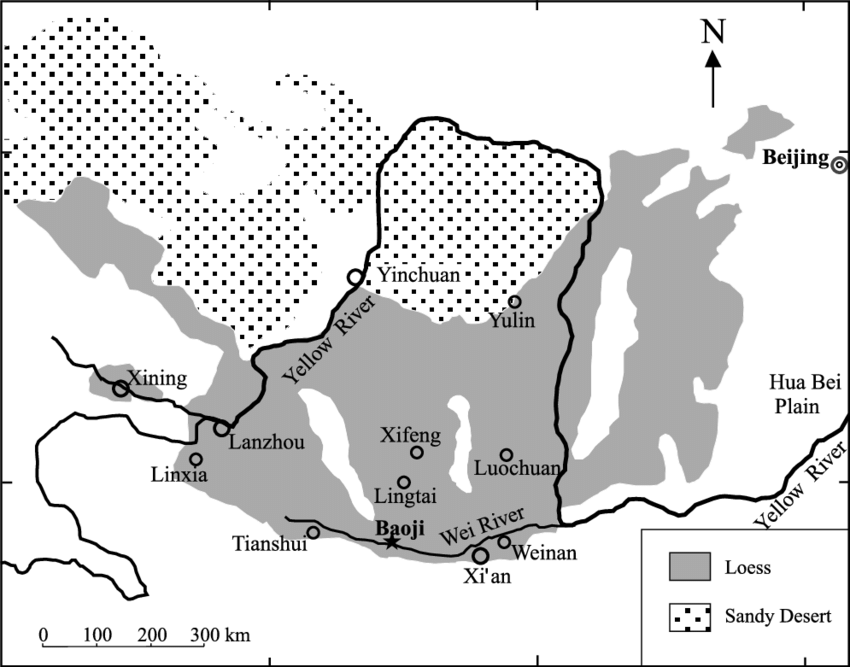 850x667 Sketch Map Of Loess Distribution In Central China. The Baoji - China Map Sketch