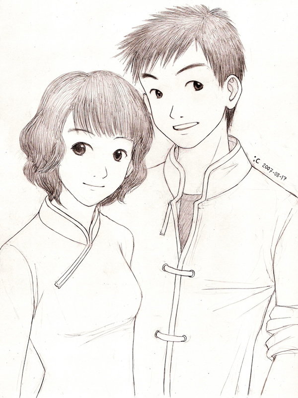 600x800 Chinese Couple By Cocon - Chinese Boy Sketch