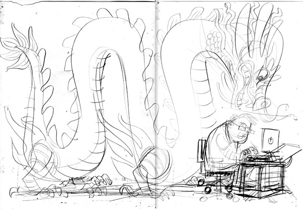 600x414 Chinese Dragon And Me - Chinese Cartoon Sketch