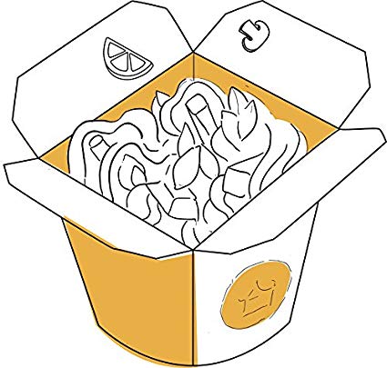 425x405 Yummy Chinese Take Out Cartoon Sketch Vinyl Decal - Chinese Cartoon Sketch