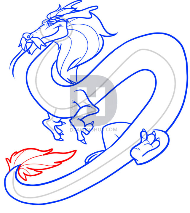 641x720 How To Draw A Cartoon Chinese Dragon, Step By Step, Drawing Guide - Chinese Cartoon Sketch