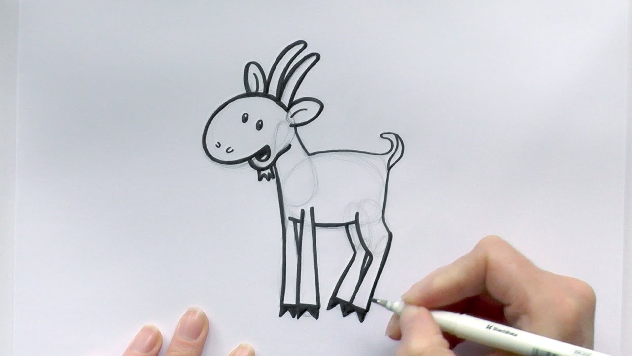 1280x720 How To Draw A Cartoon Goat For Chinese New Year - Chinese Cartoon Sketch