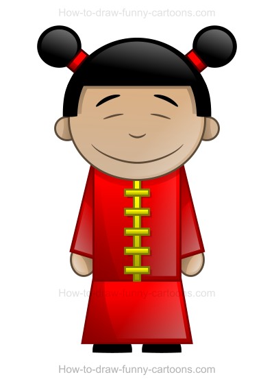 400x563 How To Draw A Cartoon Chinese Girl - Chinese Cartoon Sketch