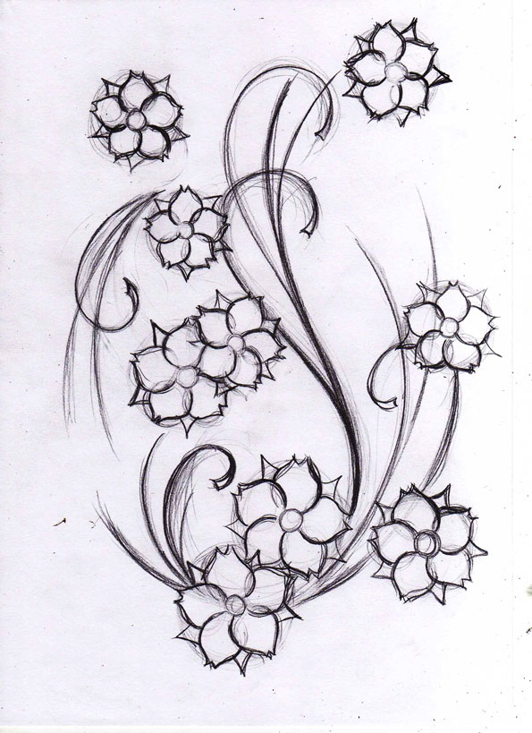595x819 Flowers Tattoo Sketch By Willemxsm - Chinese Flower Sketch