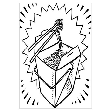 460x460 Chinese Takeout Box Wall Art - Chinese Food Sketch