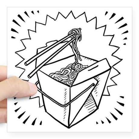 460x460 Chinese Takeout Square Stickers - Chinese Food Sketch