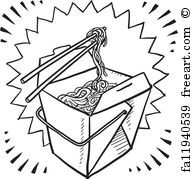 193x179 Free Art Print Of Chinese Takeout. Chinese Food Delivery Or - Chinese Food Sketch