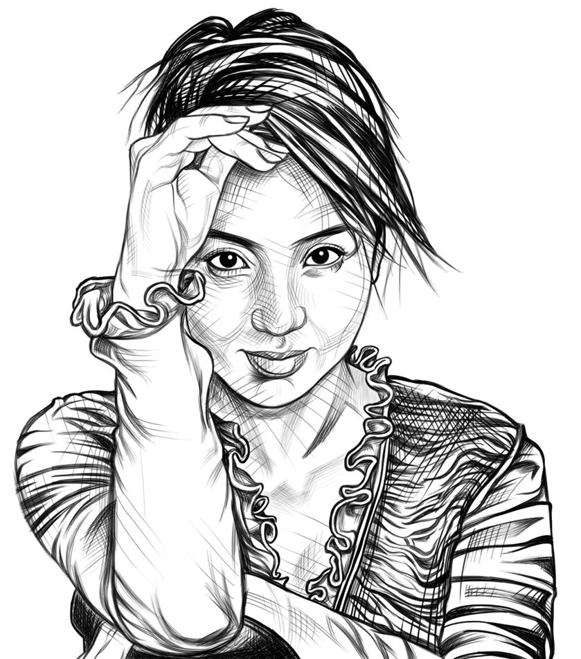 839x952 Chinese Girl Drawing By Dimitarkatsarov - Chinese Girl Sketch