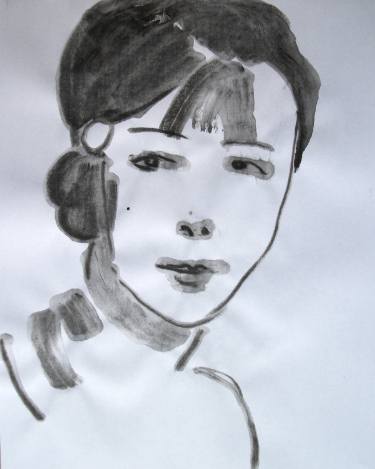 375x469 Abstract Drawing Portrait Of A Beautyful Chinese Girl - Chinese Girl Sketch