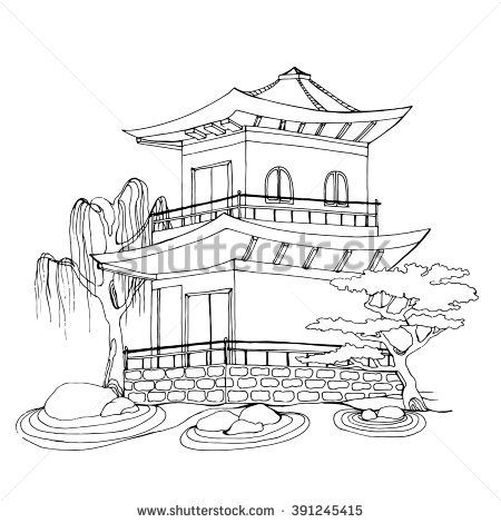 450x470 Buddhist Temple. Chinese House. Tibetan Temple. Building With - Chinese House Sketch