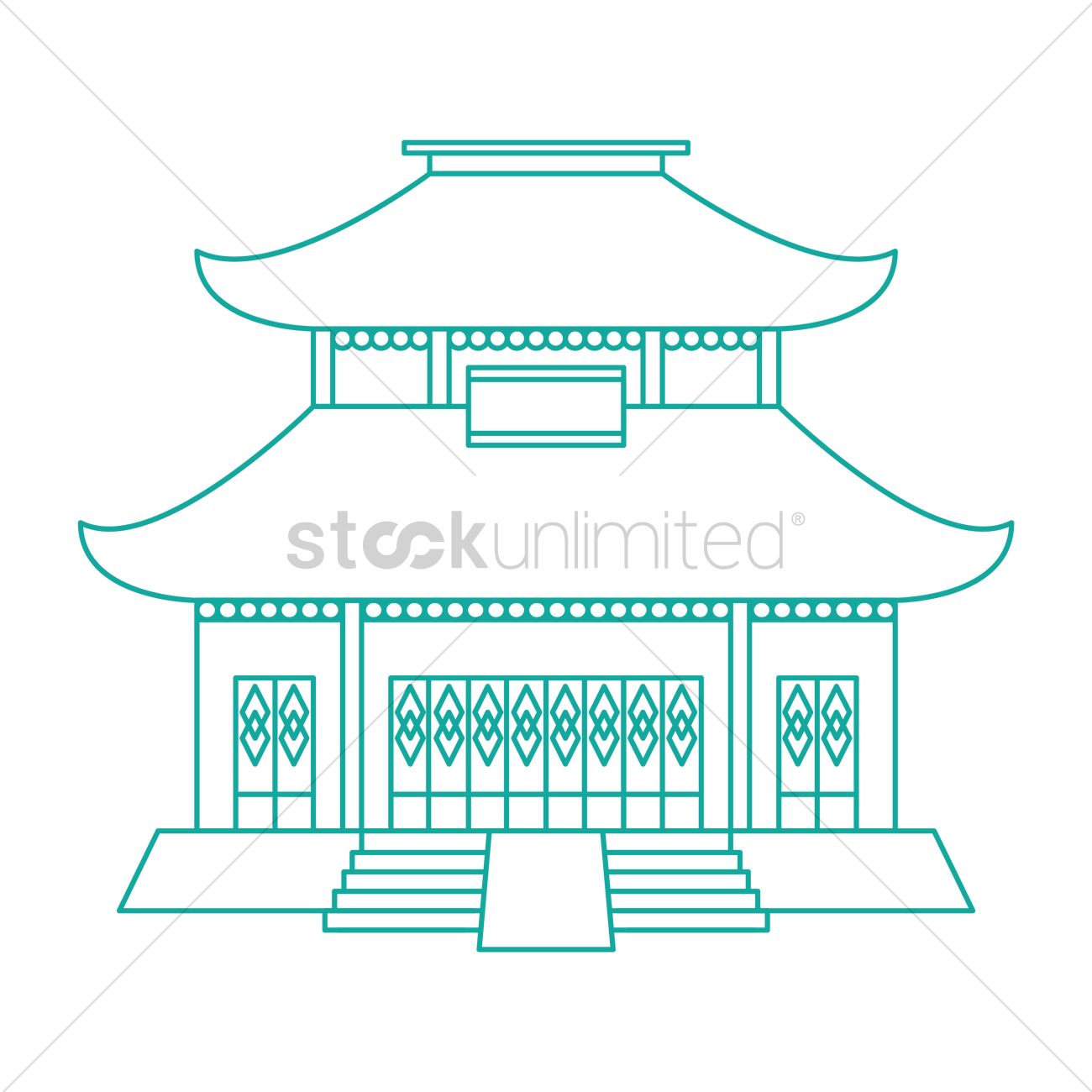 1300x1300 Chinese Model House Vector Image - Chinese House Sketch