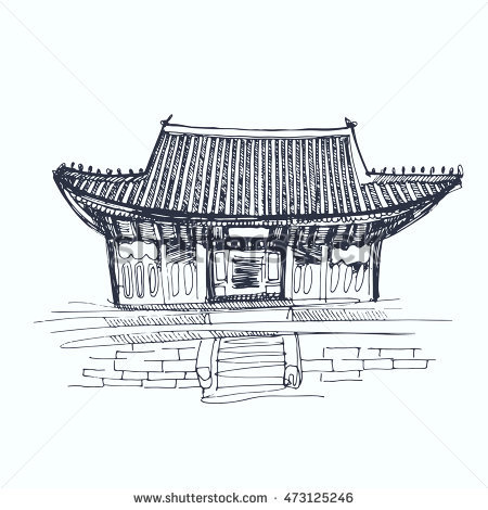 Chinese House Sketch at PaintingValley.com | Explore collection of ...