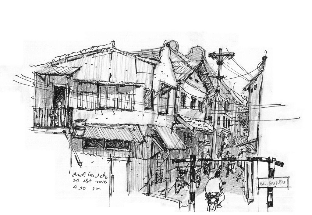 1024x705 Chinese Houses Sketch Sketches, Urban Sketching - Chinese House Sketch