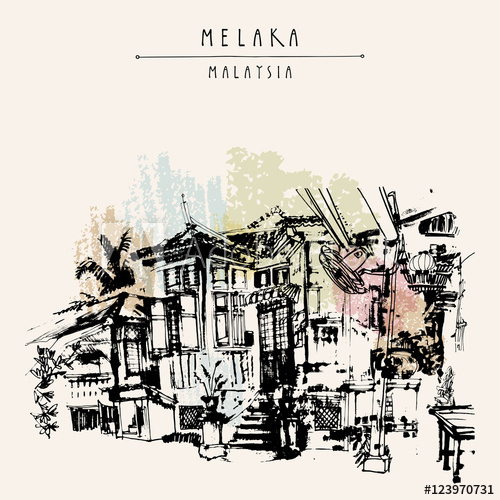 500x500 An Old Chinese Wooden House In Melaka, Malaysia, Southeast Asia - Chinese House Sketch