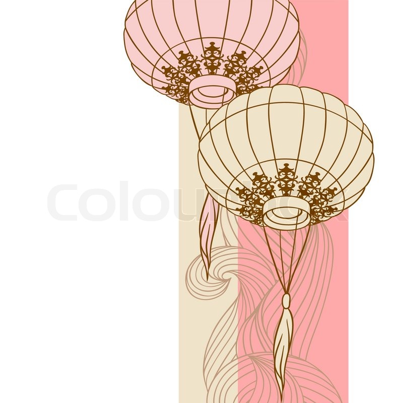 800x800 Fairy Lights Big Traditional Chinese Lanterns Vector Stock - Chinese Lantern Sketch