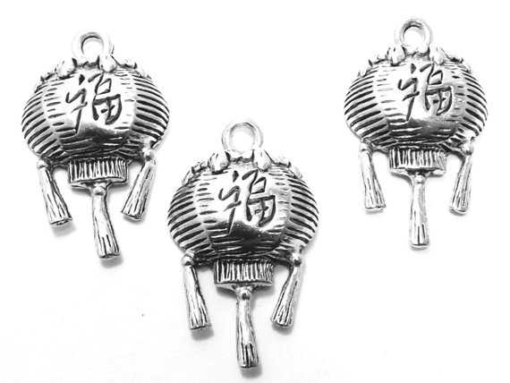 570x428 Three 3 Pewter Chinese Lantern Charms 1262 Etsy - Chinese Lantern Sketch