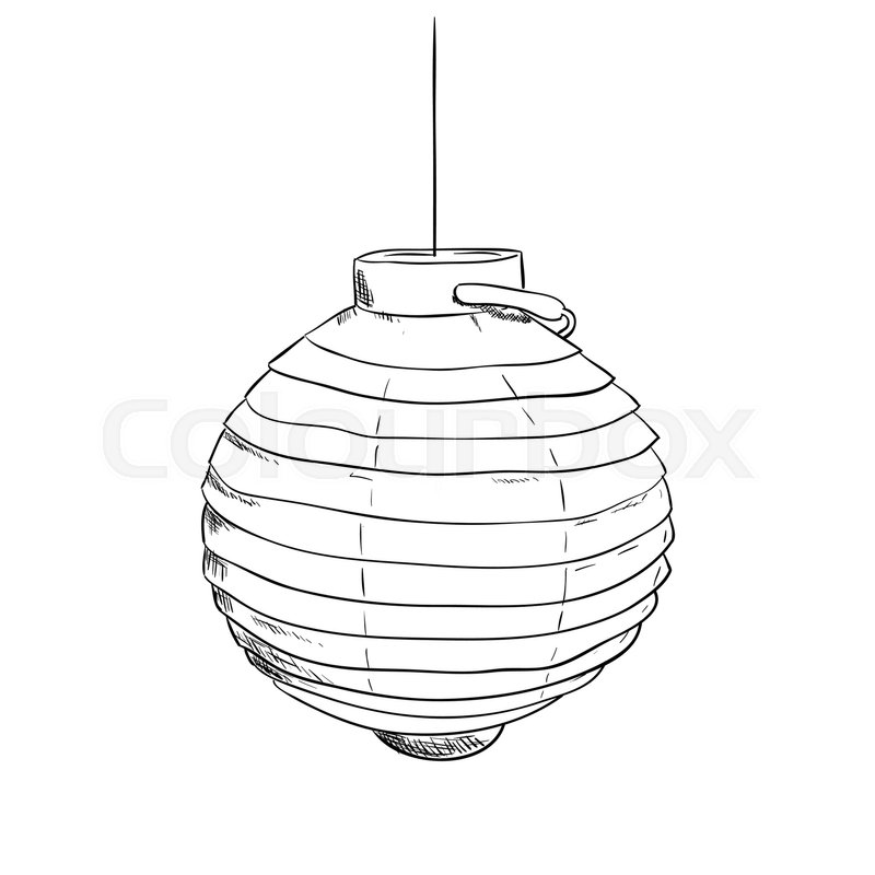 800x800 Vector Sketch Of Chinese Lantern. Hand Draw Illustration. Stock - Chinese Lantern Sketch