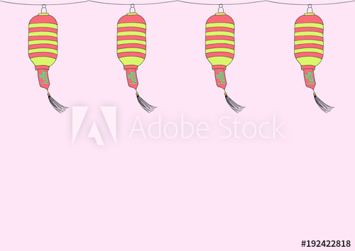 500x354 Vintage Background With Chinese Lanterns. Vector Hand Drawn Sketch - Chinese Lantern Sketch