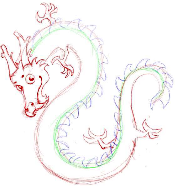 600x600 Chinese Dragon Drawing - Chinese Lion Sketch