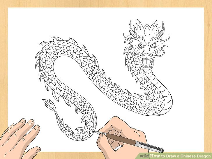 728x546 How To Draw A Chinese Dragon 8 Steps (With Pictures) - Chinese Lion Sketch