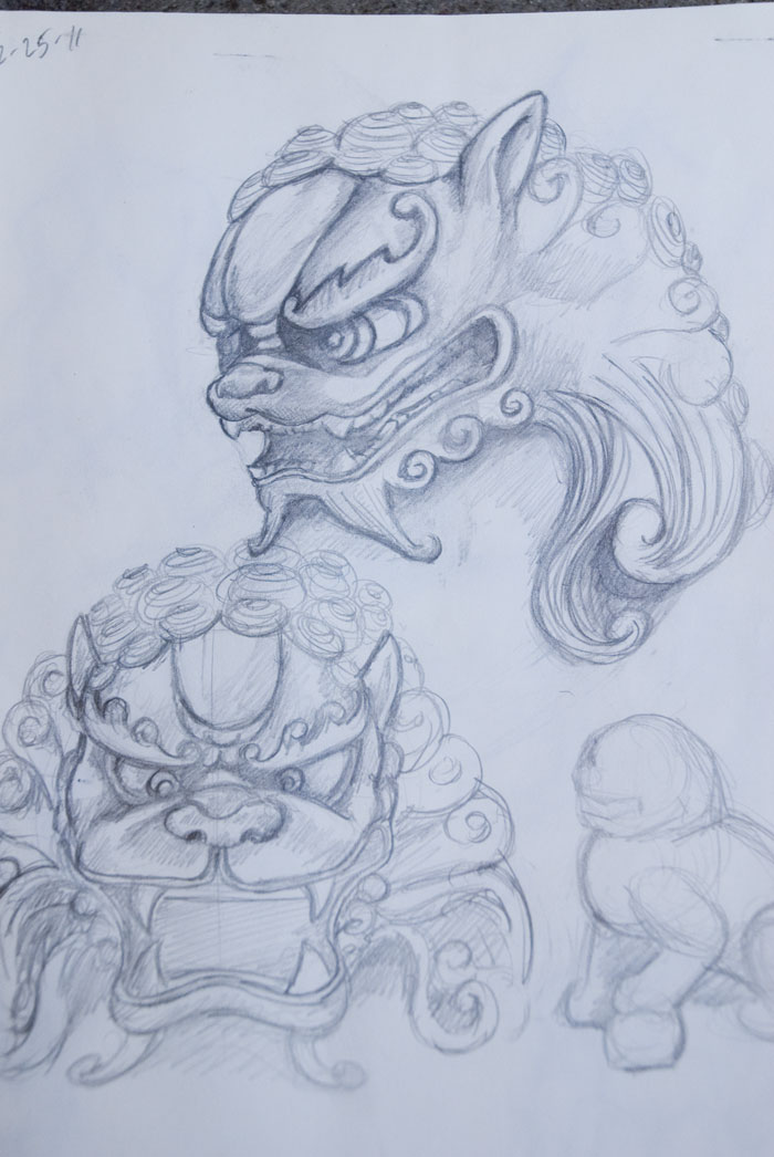 700x1046 Simon Ong Designs - Chinese Lion Sketch