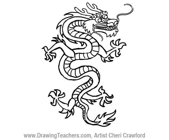 550x455 Chinese Dragon Drawing Step 5 Drawing Ideas - Chinese Lion Sketch