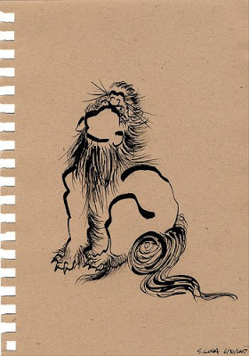 280x400 Steve Loya Art Chinese Lion Drawings (After Hokusai), Set Of Three - Chinese Lion Sketch